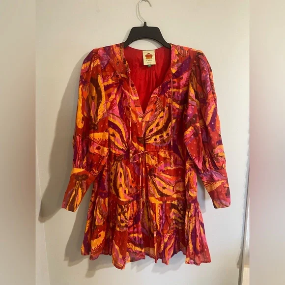 Farm Rio Banana Juice Cotton Mini Dress Size XS - Picture 3 of 13